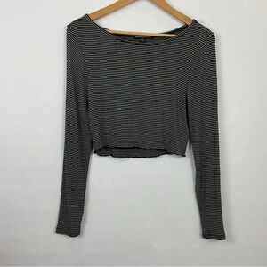 Brandy‎ Melville Black And White Stripe Crop Top One Size
